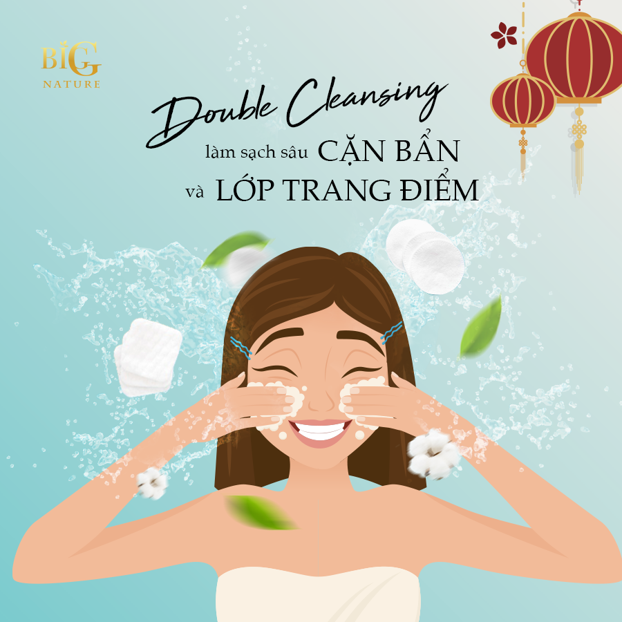 Double cleansing bao gồm 2 bước là: Rửa mặt và tẩy trang. 